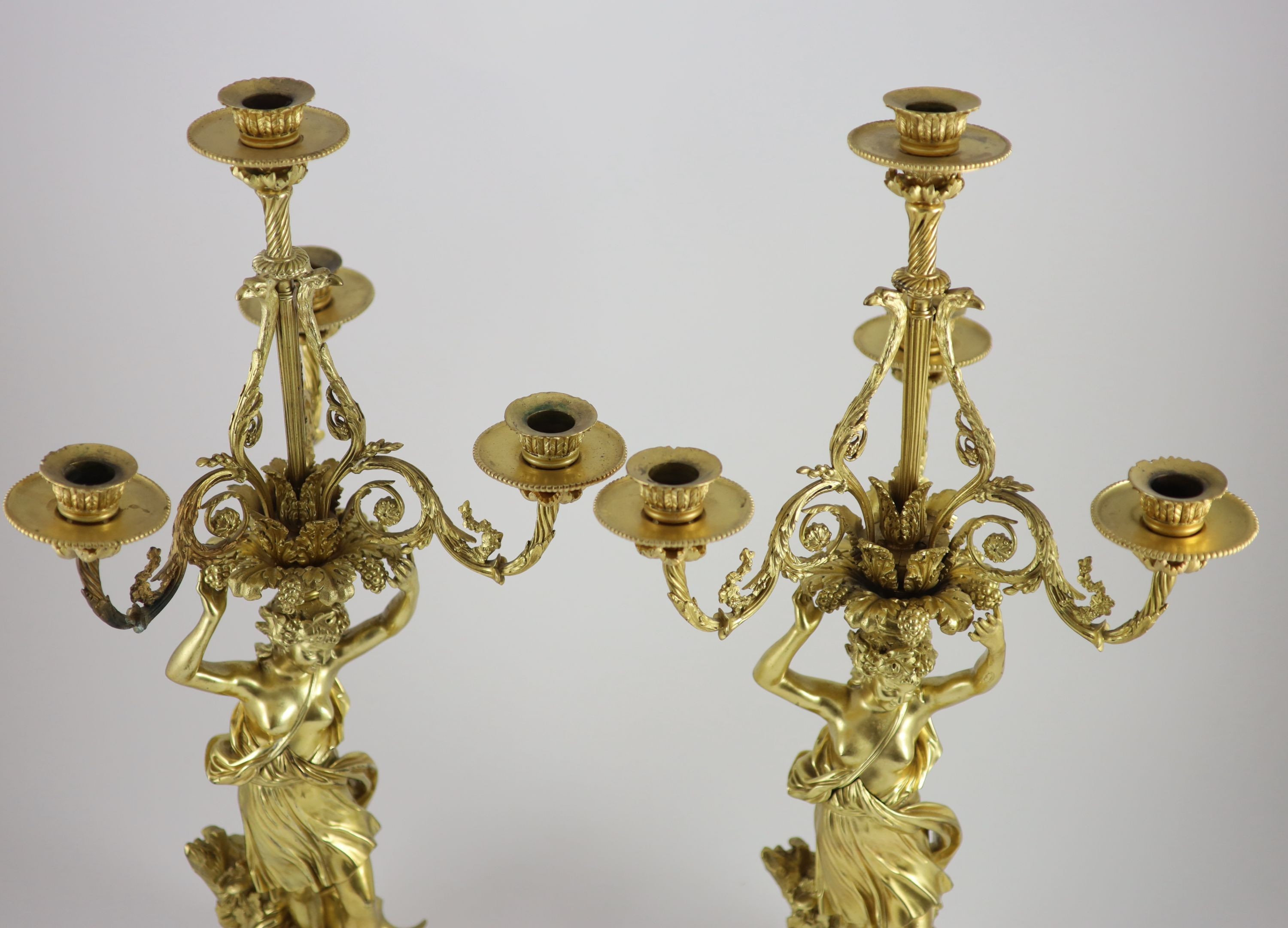 A pair French ormolu four light candelabra height 62cm